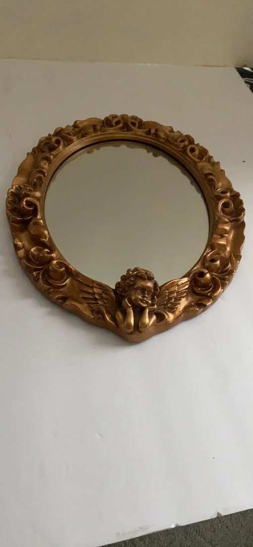 Mid 20th Century Small French Italian Gold Relief Mirror - 6