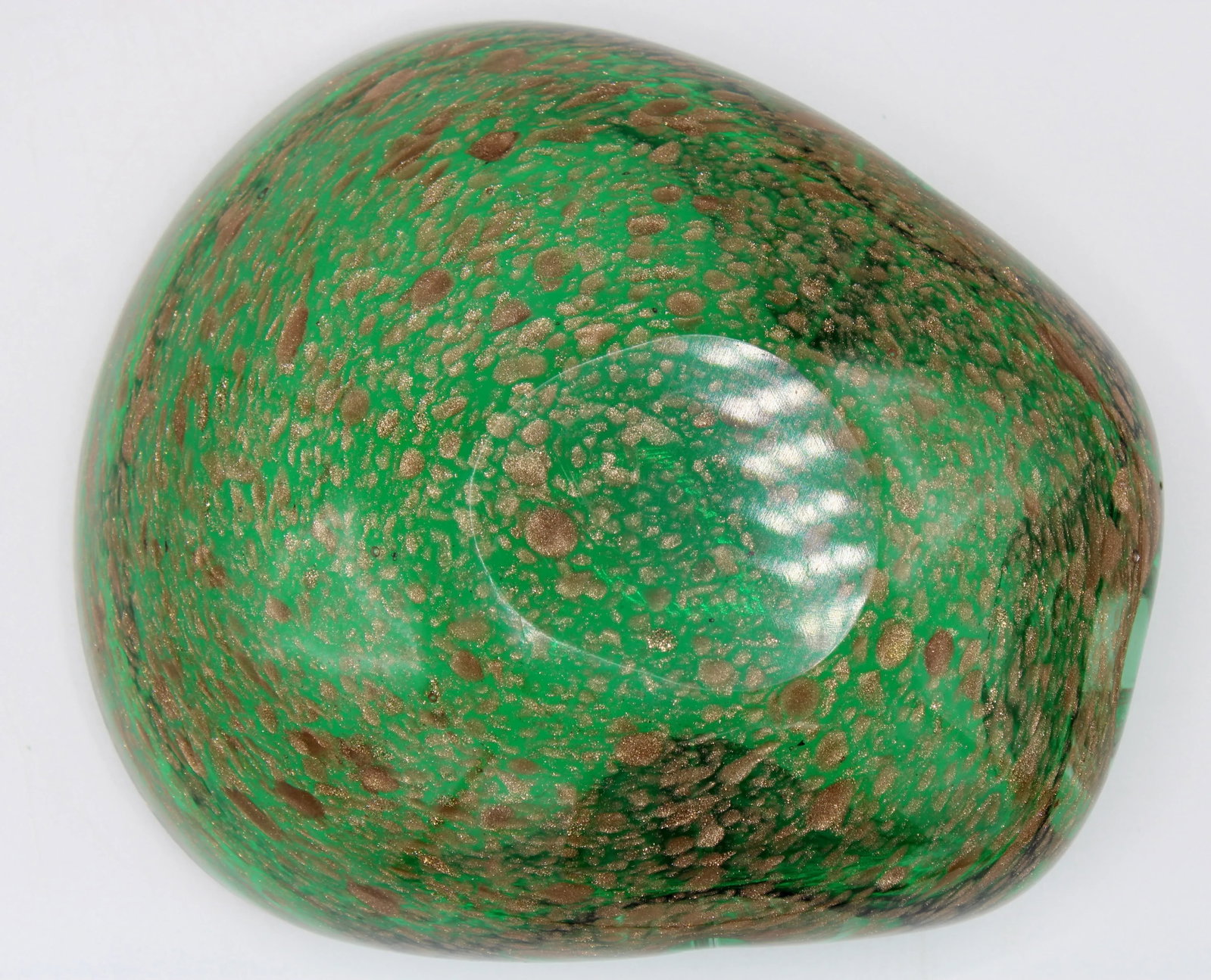 Art Deco Italian Murano Green and Gold Glass Dish - 10