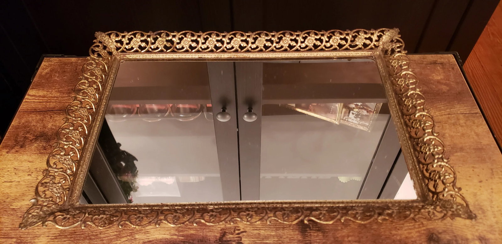 Vintage Metal Frame Table Mirror - 13