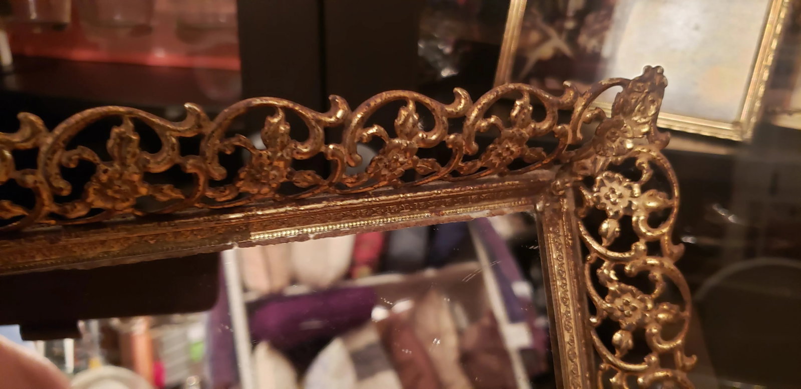 Vintage Metal Frame Table Mirror - 2