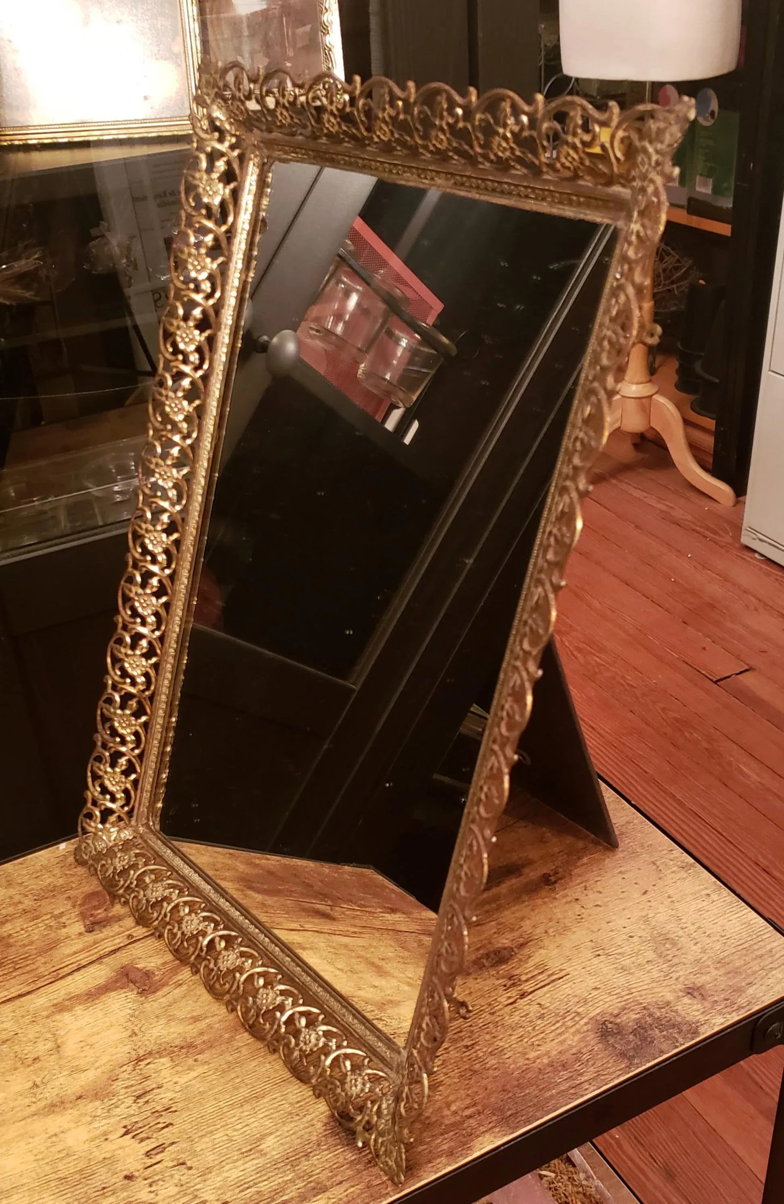 Vintage Metal Frame Table Mirror - 3