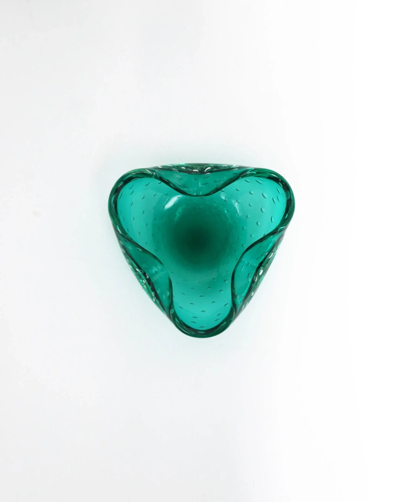 Italian Murano Emerald Green Art Glass Bowl After Seguso - 2