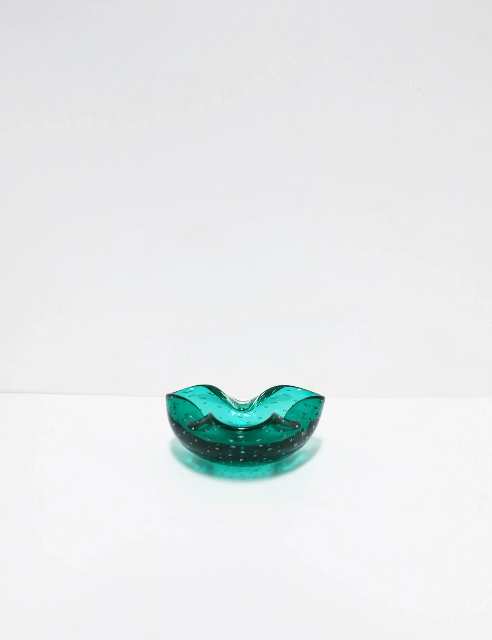 Italian Murano Emerald Green Art Glass Bowl After Seguso - 7
