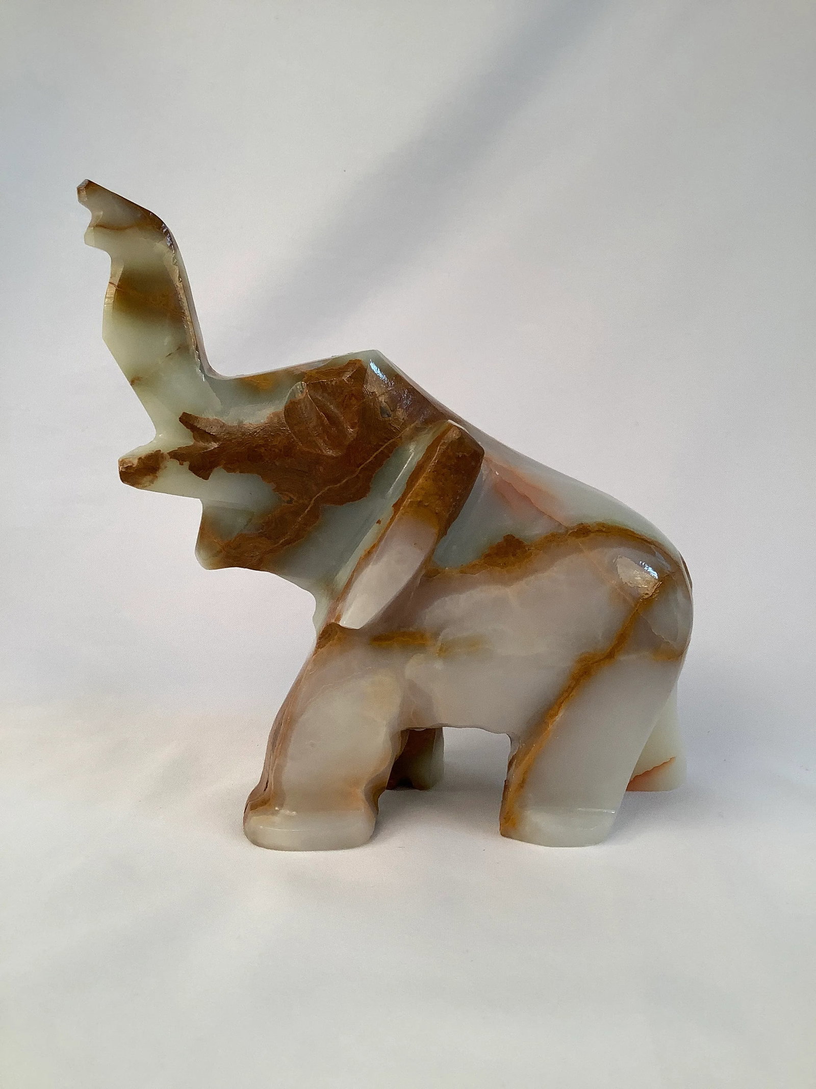 Vintage 1970s Hand Carved Onyx Elephant - 3