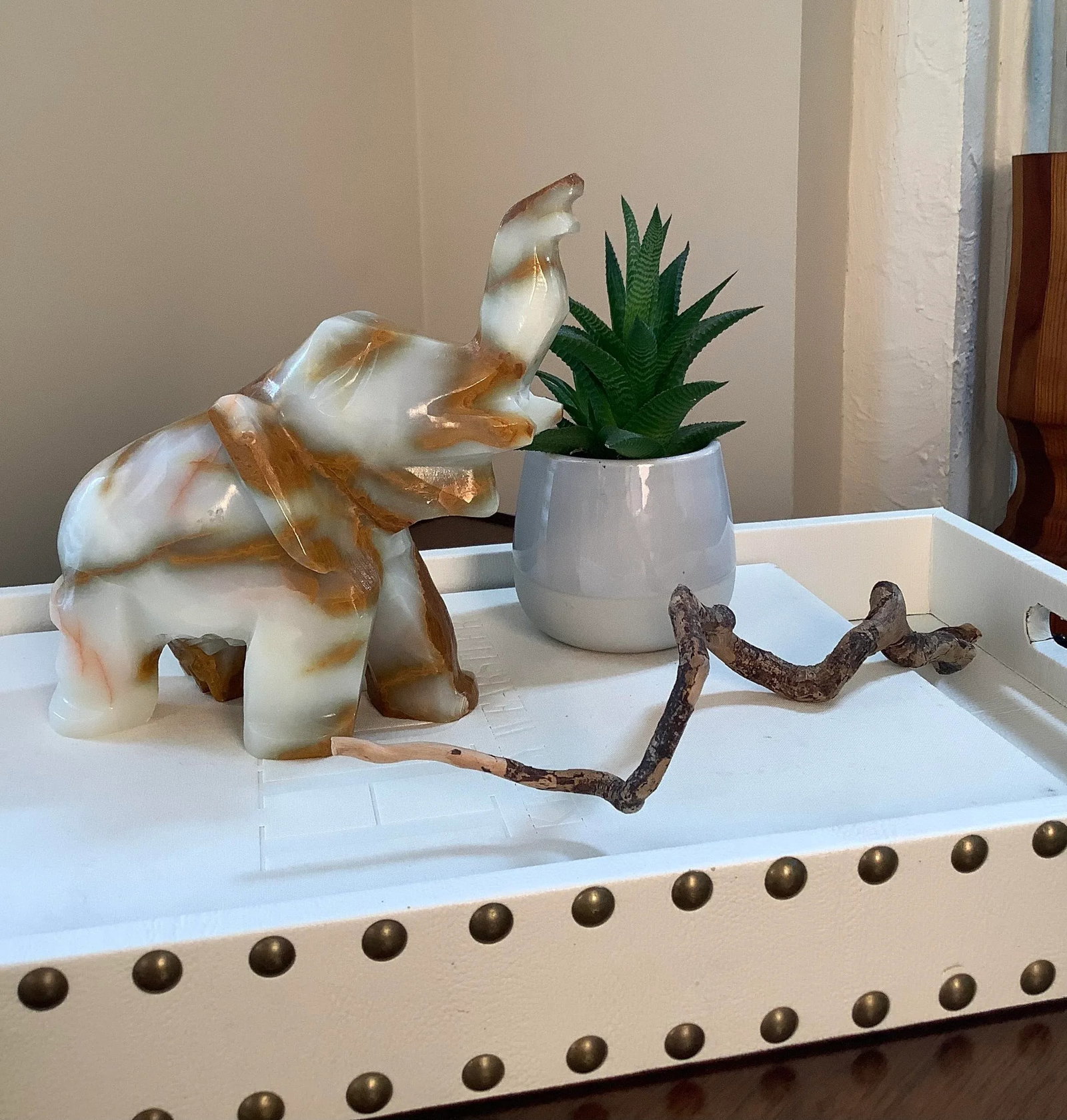 Vintage 1970s Hand Carved Onyx Elephant - 7
