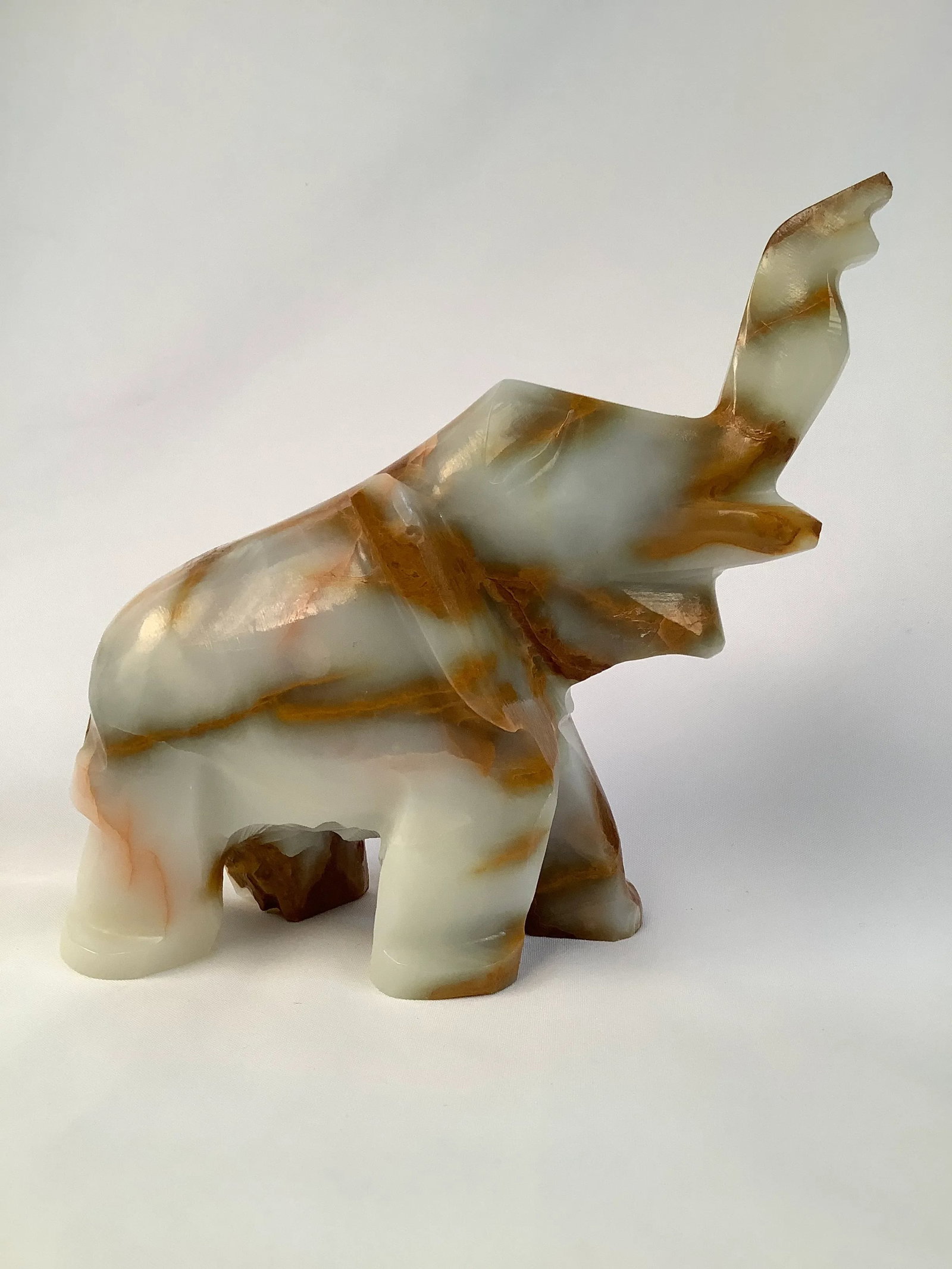 Vintage 1970s Hand Carved Onyx Elephant - 8