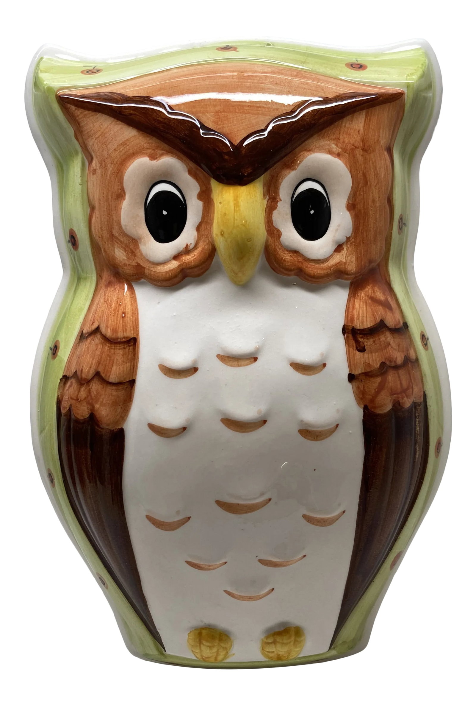 Vintage Owl Wall Art: This is a Japanese made mid century owl made out of ceramics that is meant to hang as wall art. Very vibrant colors. Condition: Alterations: Original Condition Unaltered Imperfections: Some Imperfecti