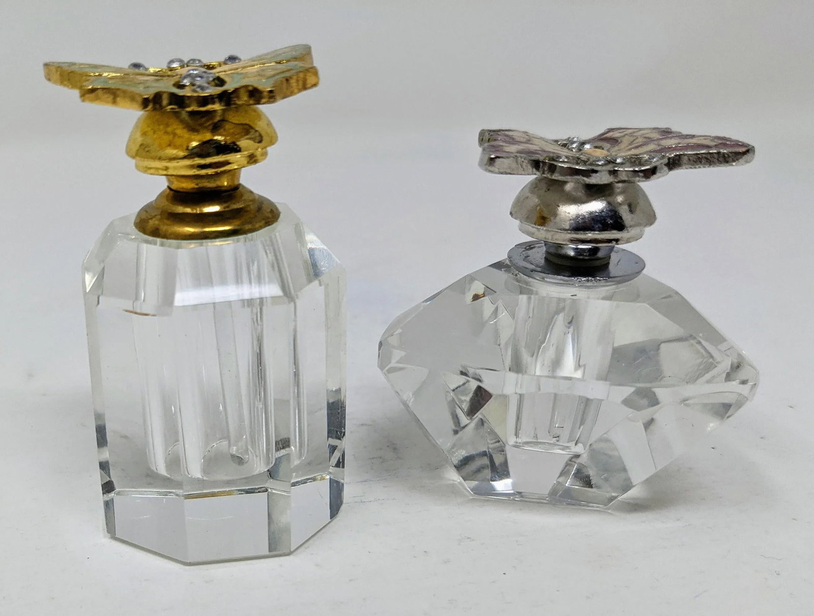 Regency Vintage Crystal Perfume Bottles With Glass Applicators - Set of Two - 2