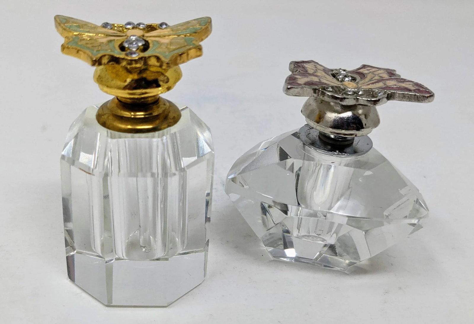 Regency Vintage Crystal Perfume Bottles With Glass Applicators - Set of Two - 6