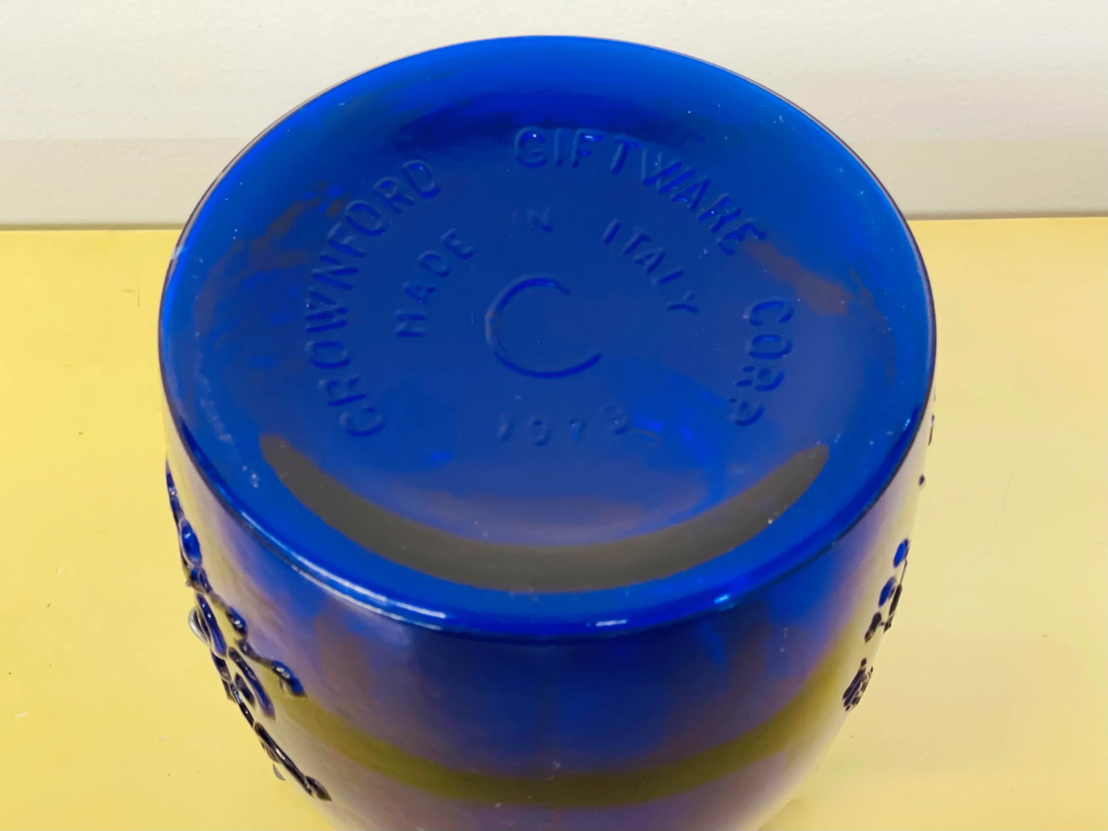 1970s Vintage Italian Cobalt Blue Glass Cookie Jar - 6