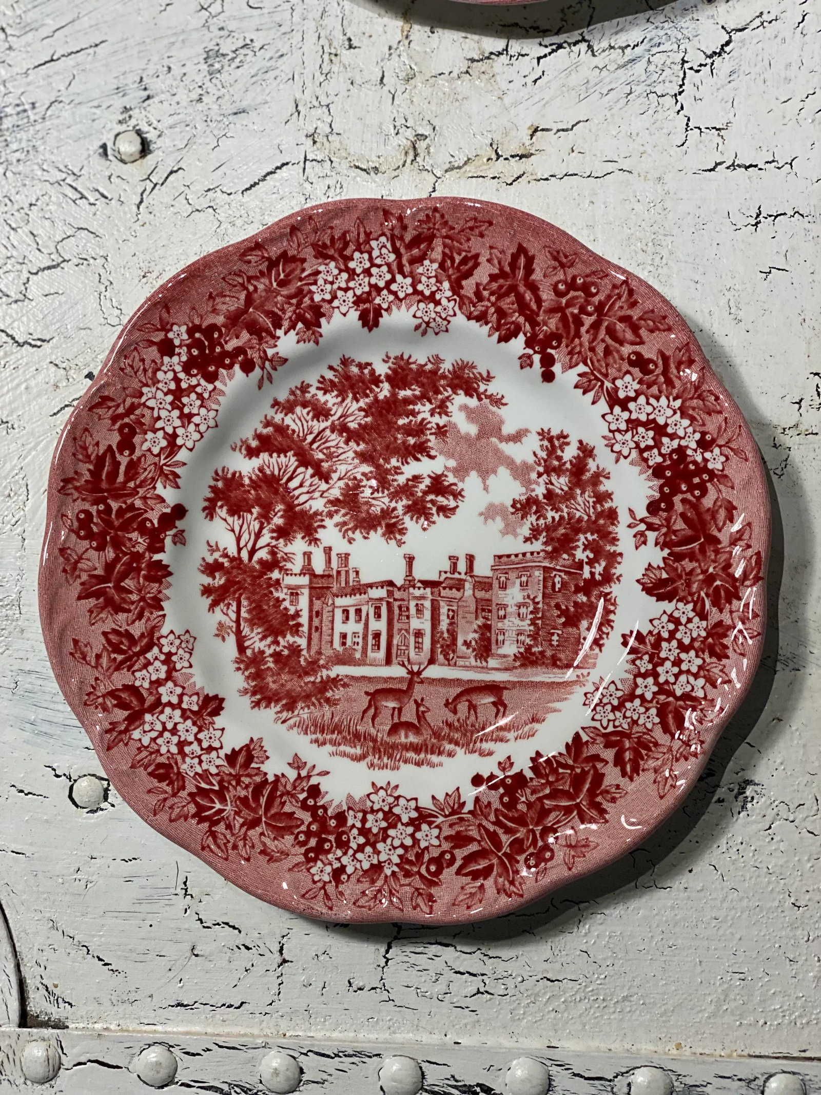 Vintage J&g Meakin Red Romantic England Bread Plates- Set of 4 - 5