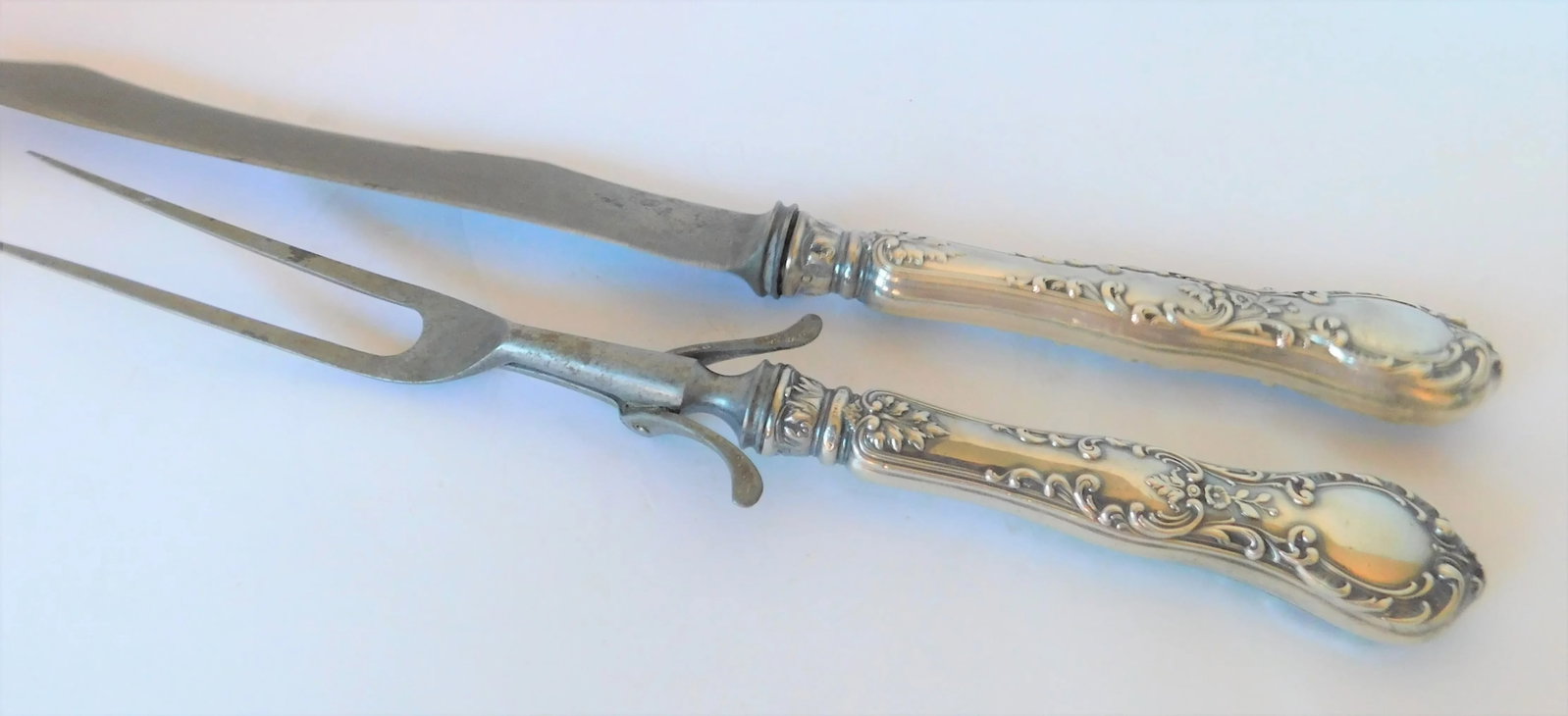 Vintage Preisner Sterling Silver Carving Knife & Fork Set- 2 Pieces - 2