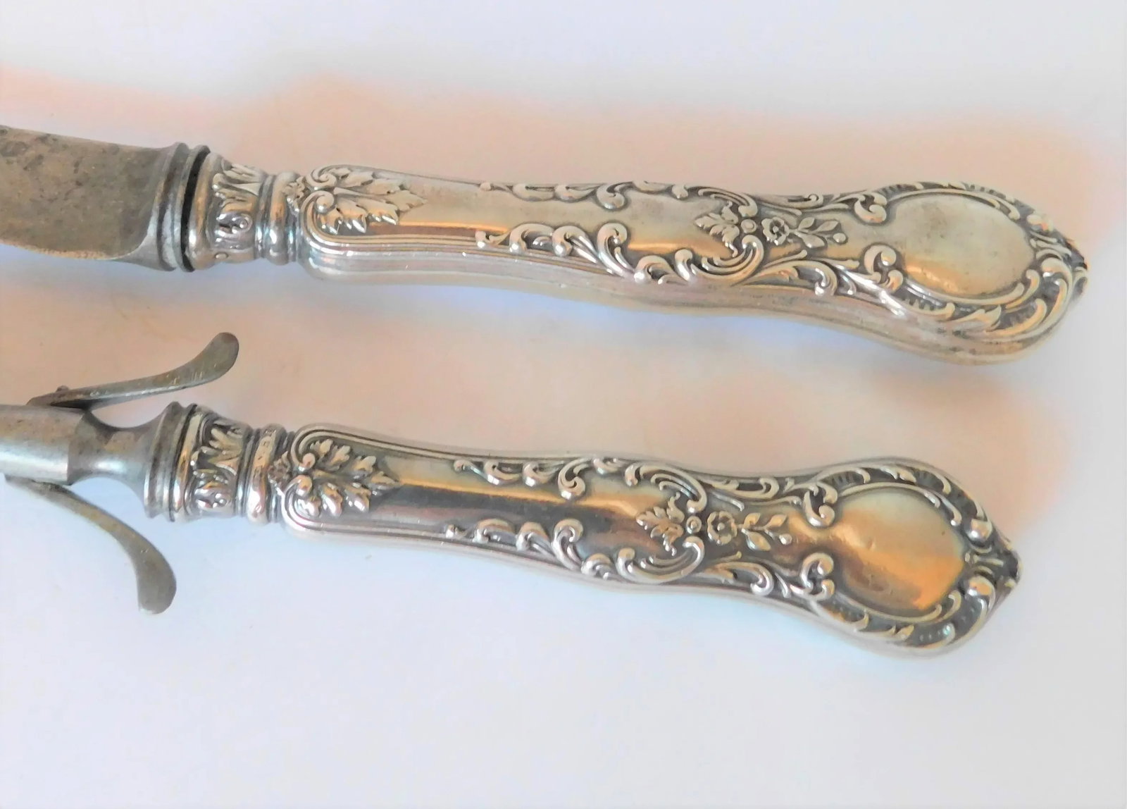 Vintage Preisner Sterling Silver Carving Knife & Fork Set- 2 Pieces - 4