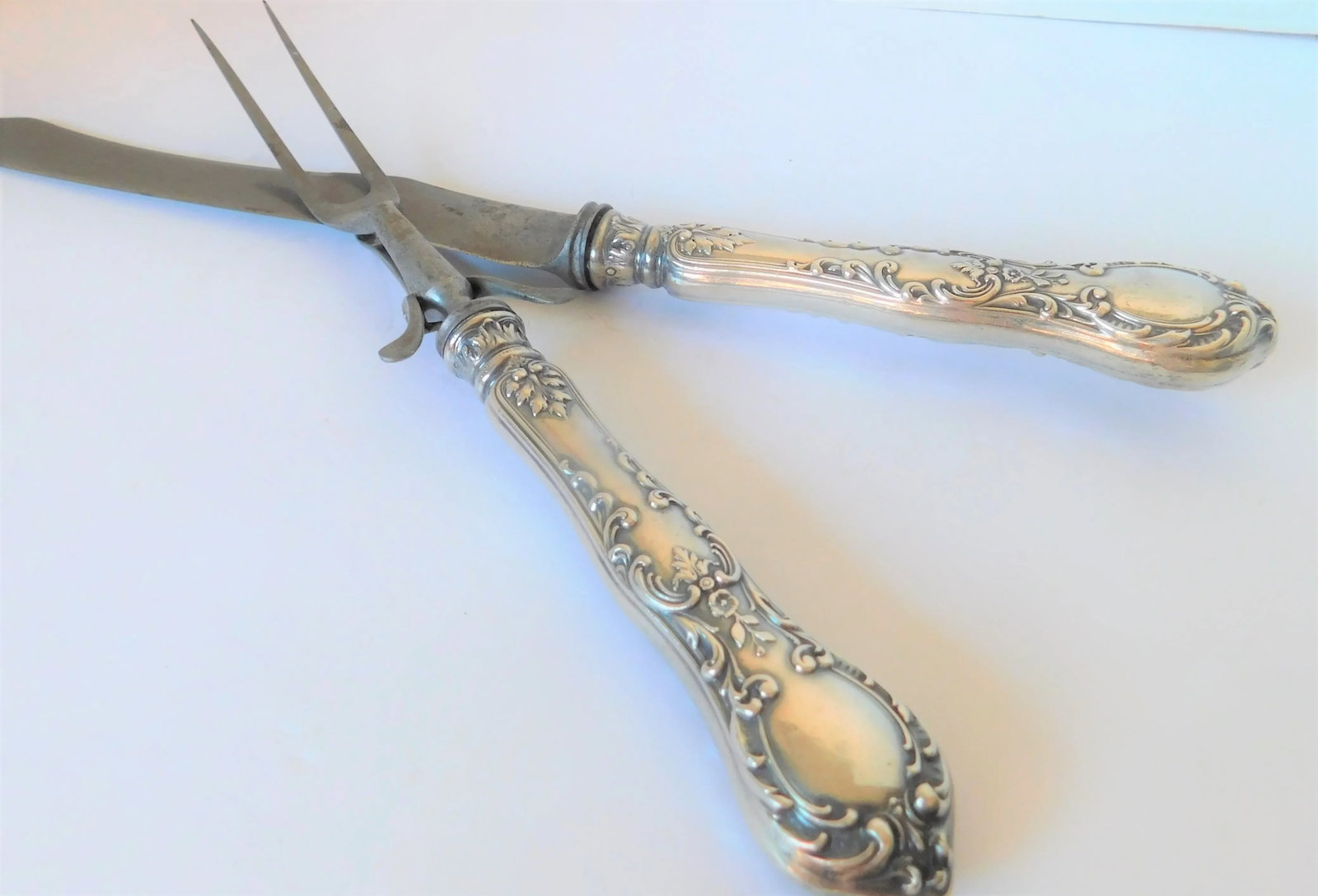 Vintage Preisner Sterling Silver Carving Knife & Fork Set- 2 Pieces - 5