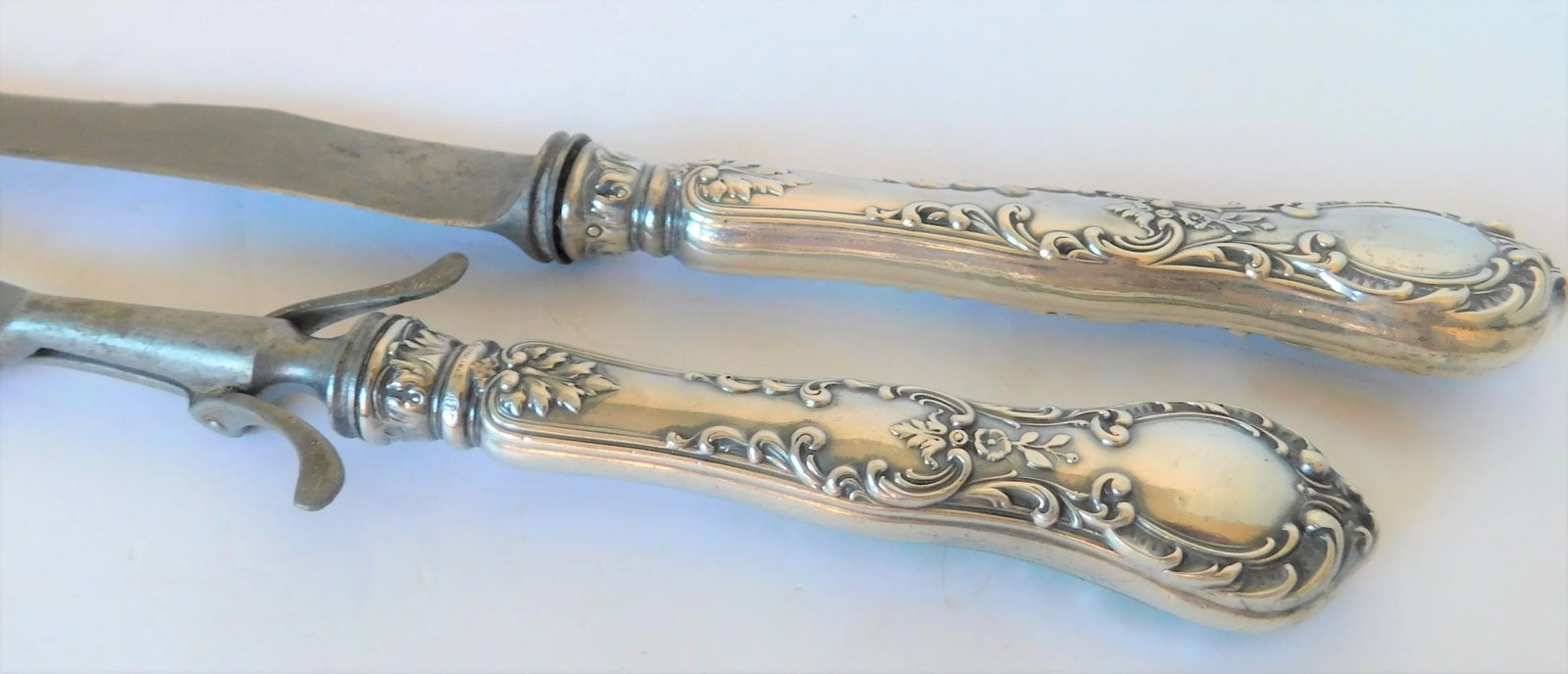 Vintage Preisner Sterling Silver Carving Knife & Fork Set- 2 Pieces - 8
