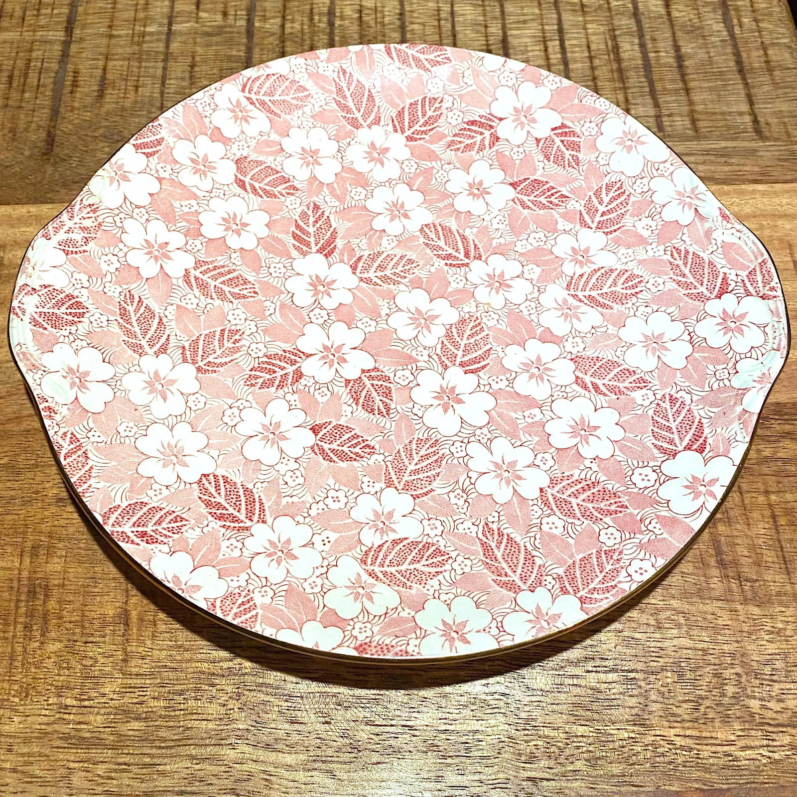 Antique Royal Minton Pink Chintz Cake Platter - 3