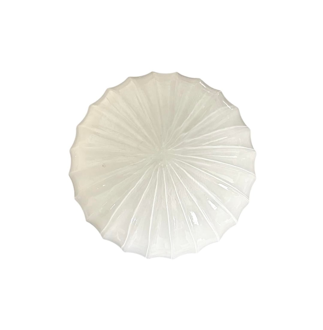 Vintage Mid Century / Art Deco White Milk Glass Style Globe / Ball Light / Lamp Shade With Ribbed Fl - 2
