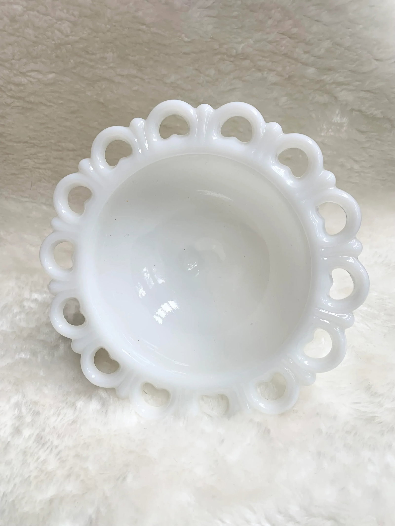 Vintage Milk Glass Pedestal Dish - 2