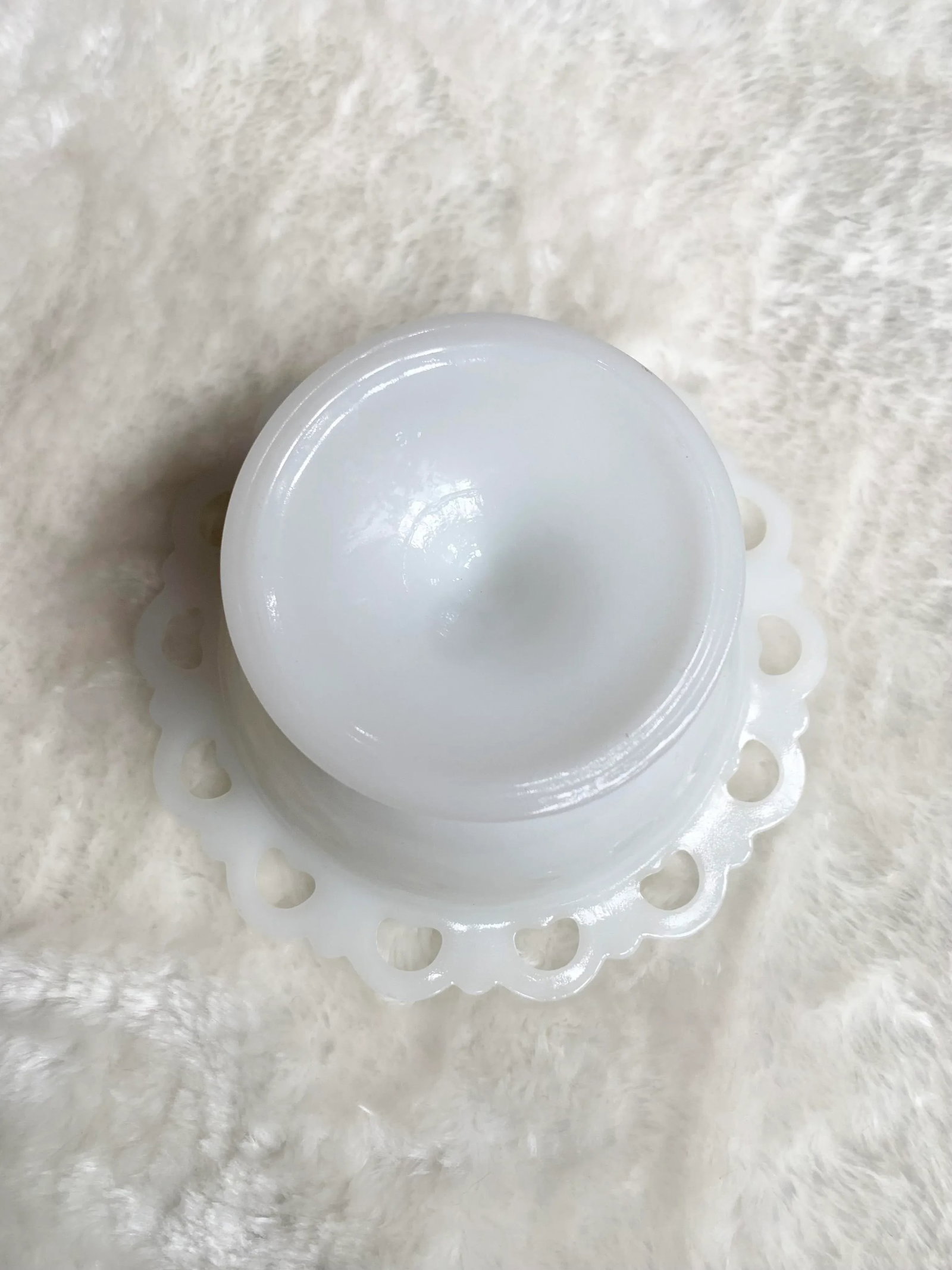 Vintage Milk Glass Pedestal Dish - 3