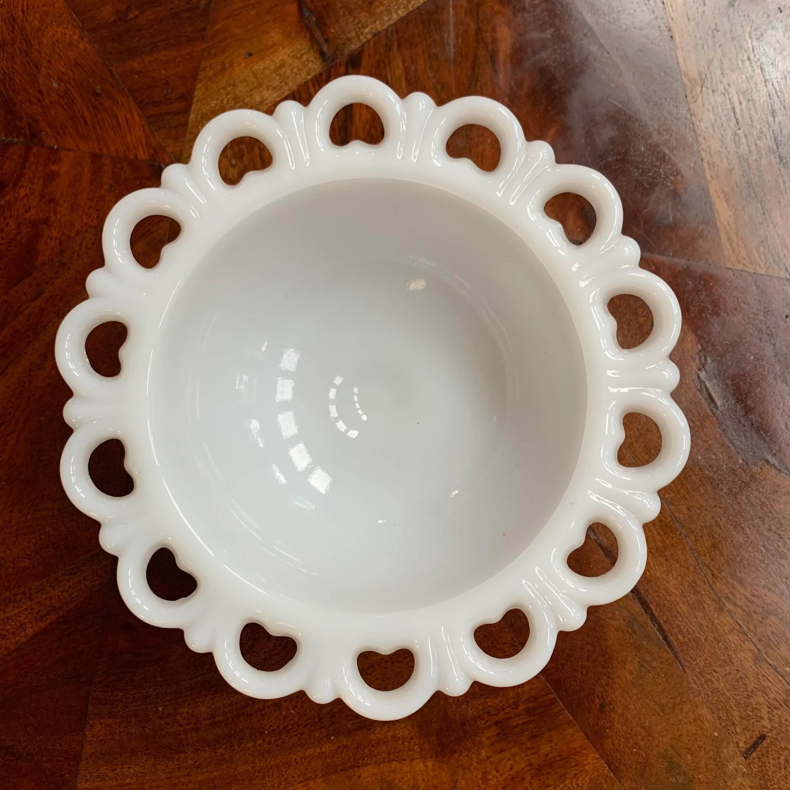Vintage Milk Glass Pedestal Dish - 5