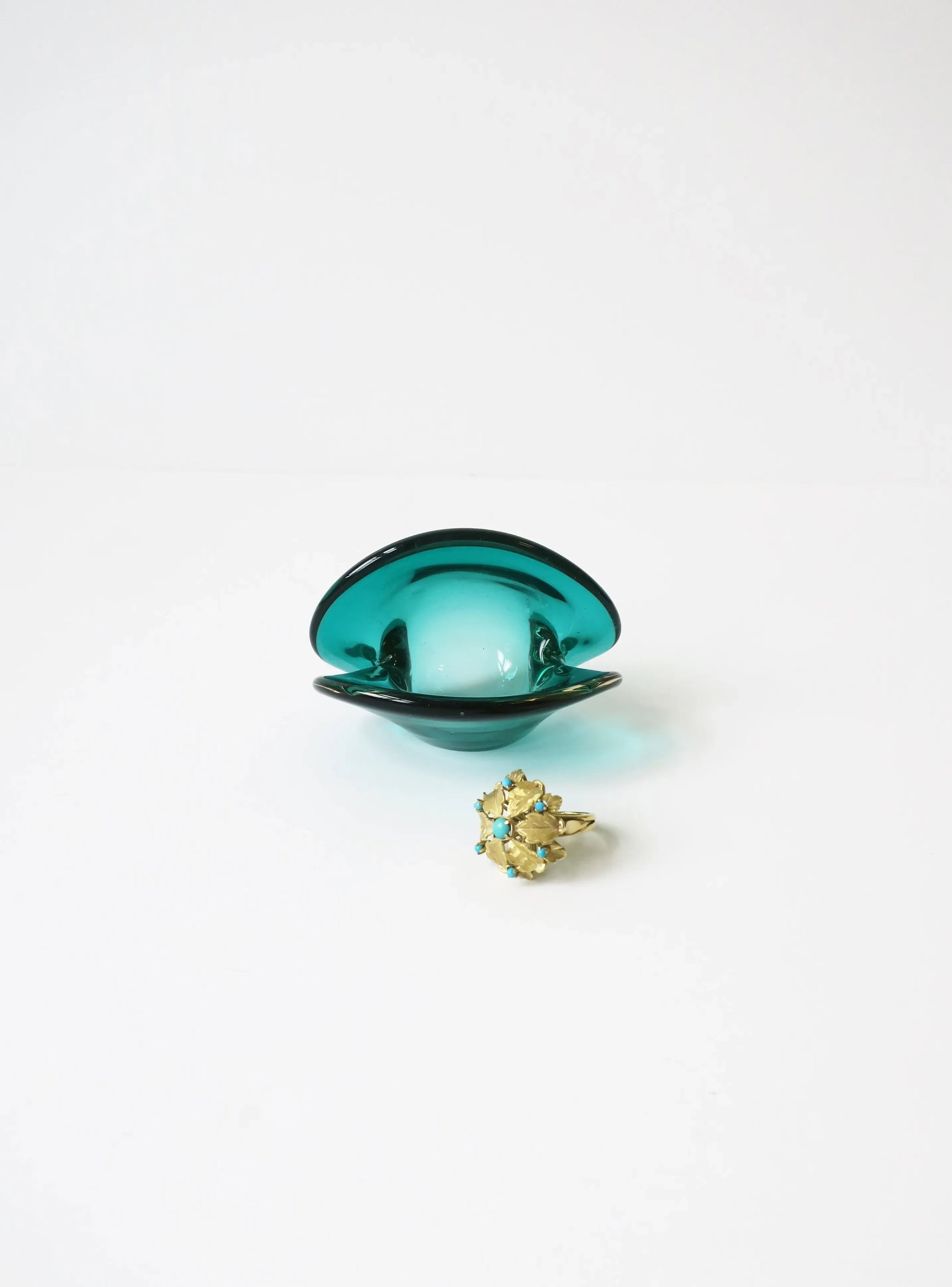 Italian Modern Murano Emerald Green Art Glass Seashell Dish - 11