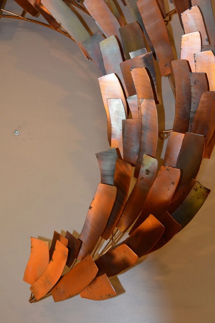 Curtis Jere Large Brutalist Copper Metal Spiral Wall Hanging Art Windmill Style - 2