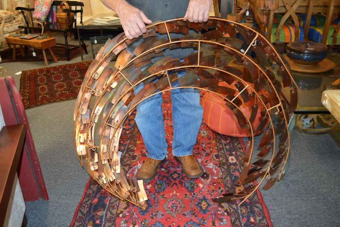 Curtis Jere Large Brutalist Copper Metal Spiral Wall Hanging Art Windmill Style - 3