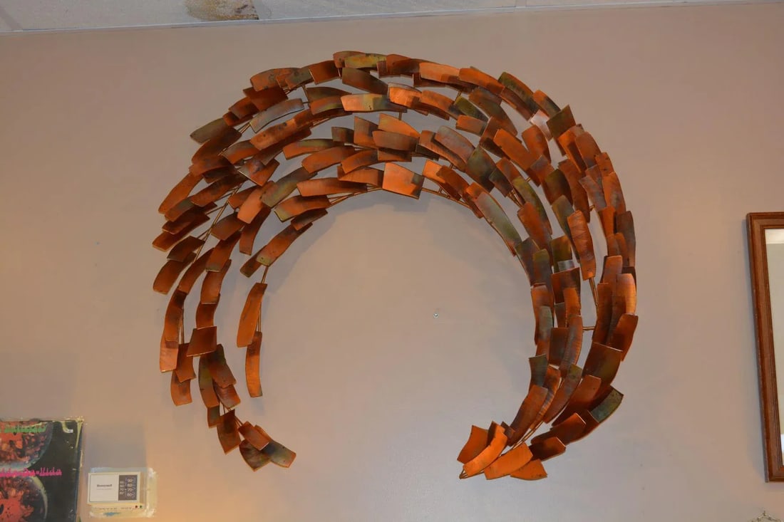 Curtis Jere Large Brutalist Copper Metal Spiral Wall Hanging Art Windmill Style - 5