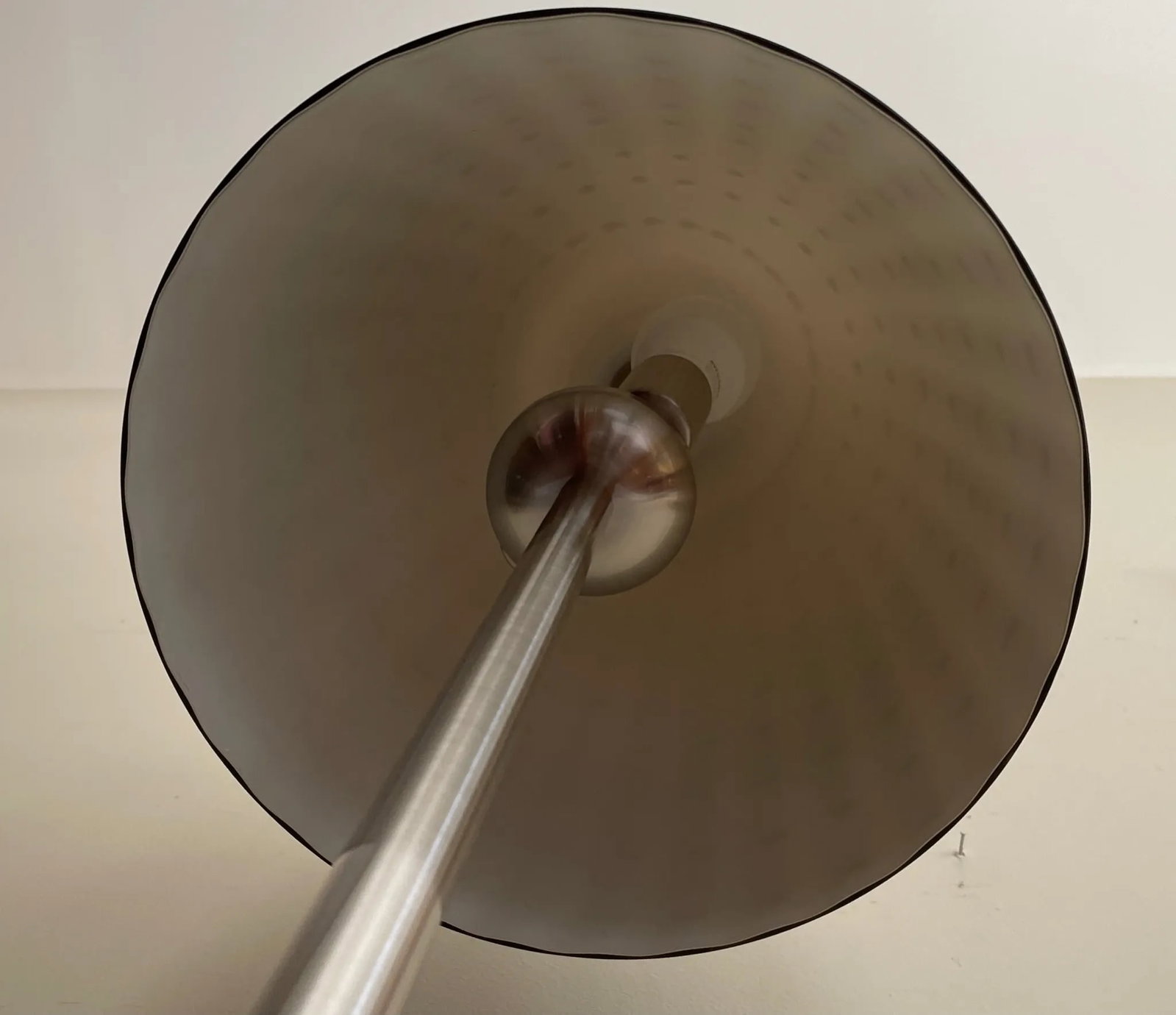 1950s Sculptural Hand Blown Mushroom Floor Lamp With Brushed Nickel Base Styled After Murano - 12