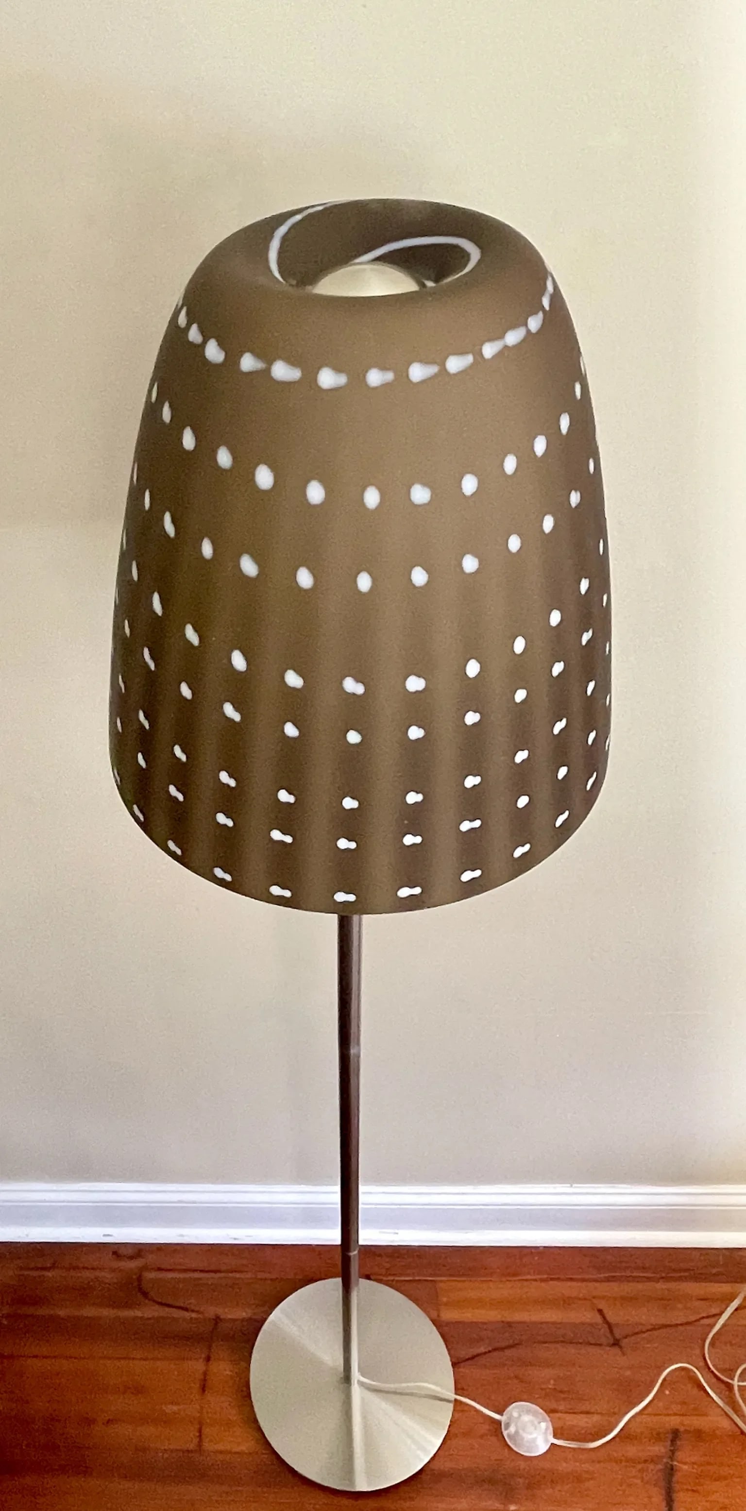 1950s Sculptural Hand Blown Mushroom Floor Lamp With Brushed Nickel Base Styled After Murano - 9