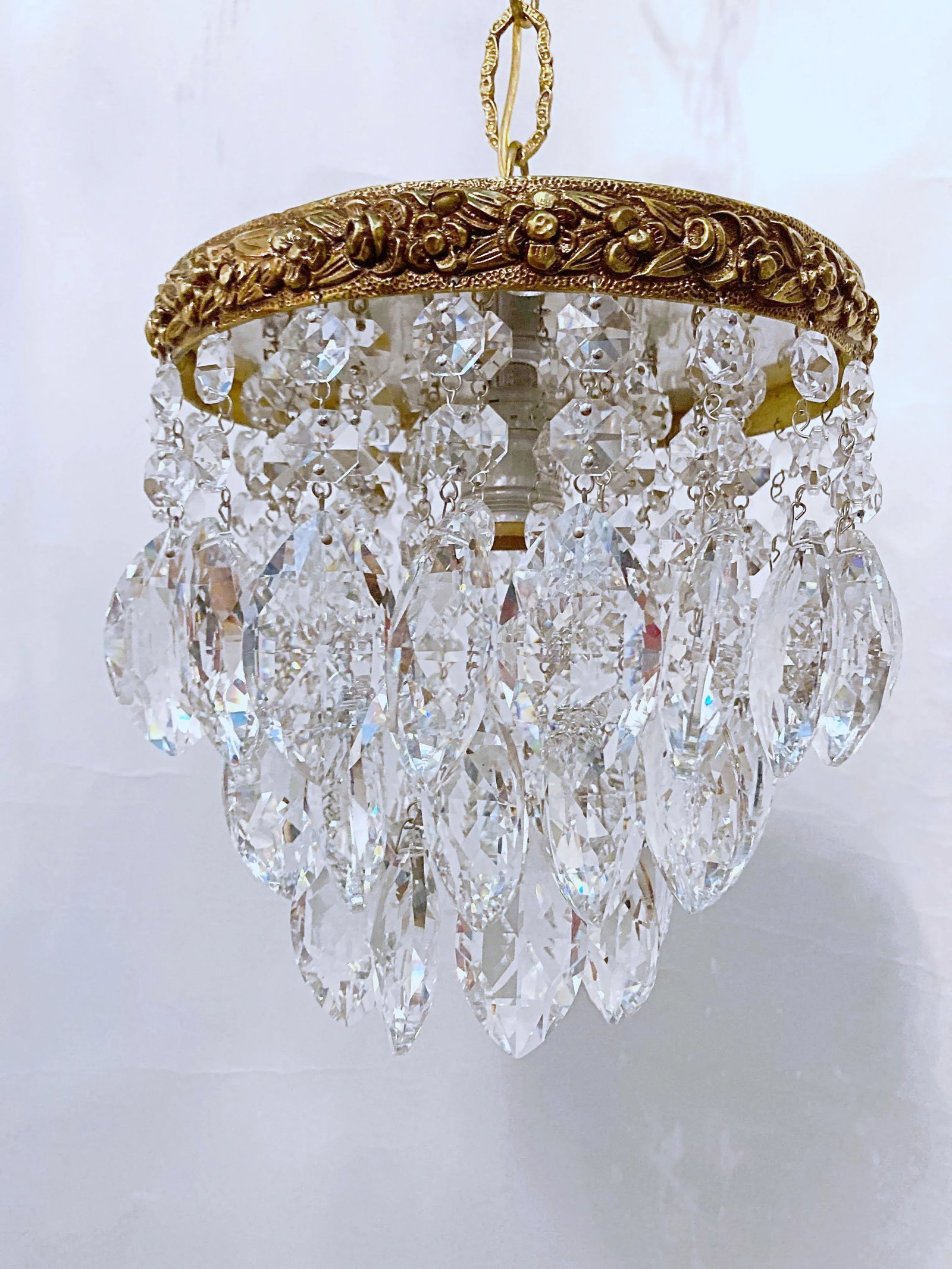 Antique 1920s Italian Bronze Upside Down Layered Chandelier - 2