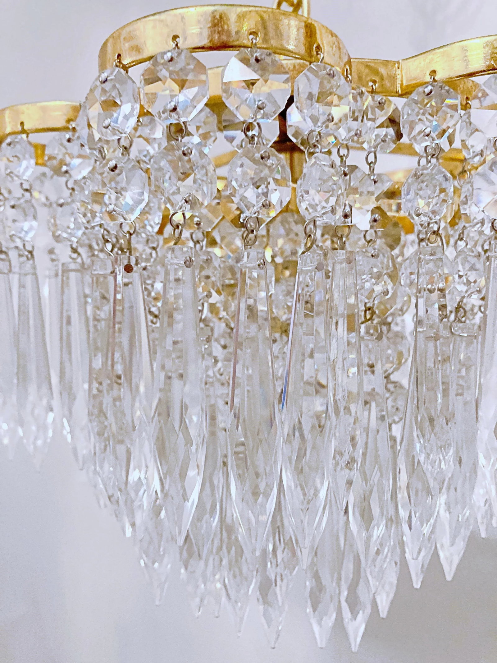 Mid-Century Italian Gold Frame Upside Down Layered Cake Chandelier - 5