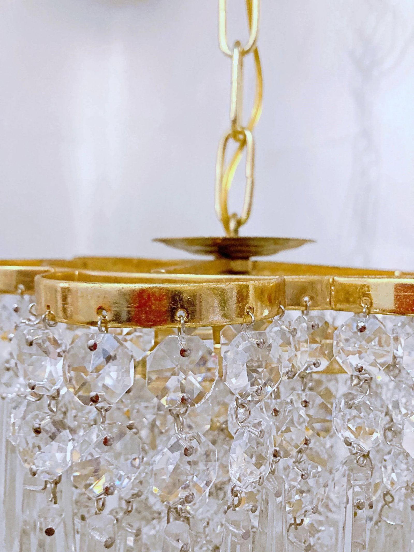 Mid-Century Italian Gold Frame Upside Down Layered Cake Chandelier - 6