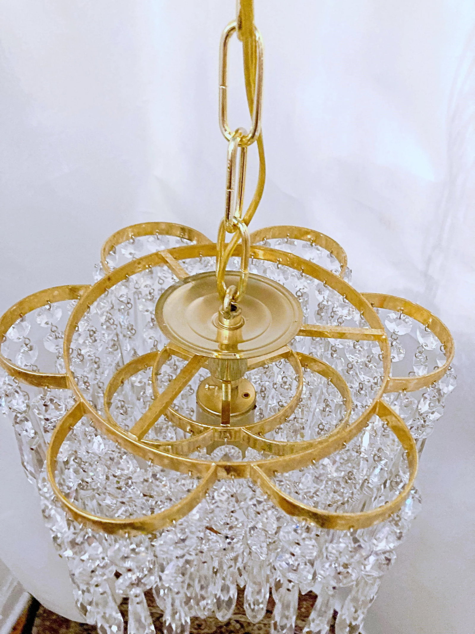 Mid-Century Italian Gold Frame Upside Down Layered Cake Chandelier - 7
