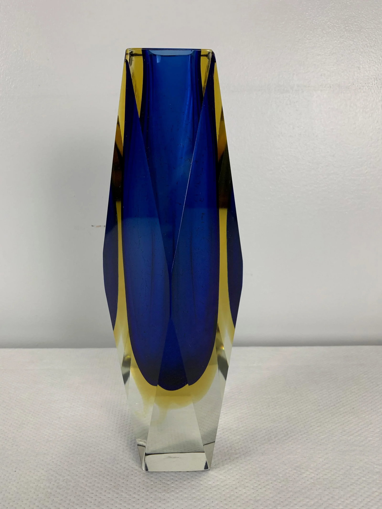 Mid-Century Murano Sommerso Multi-colored Faceted Vase - 2