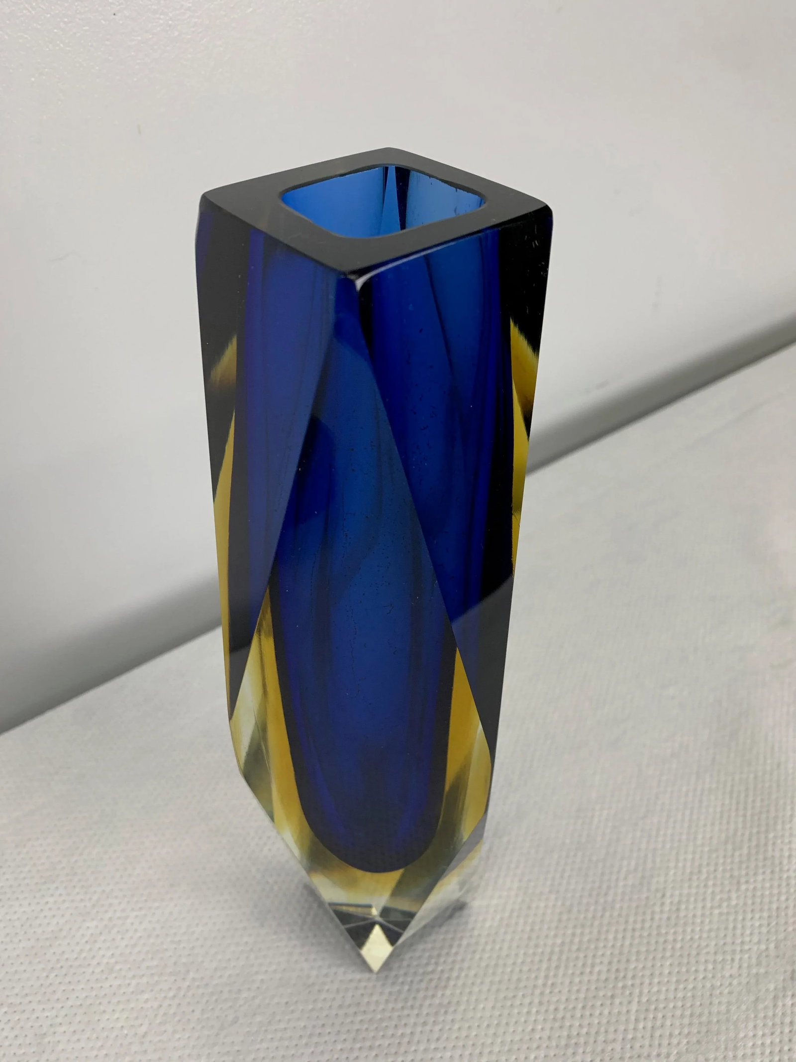 Mid-Century Murano Sommerso Multi-colored Faceted Vase - 4