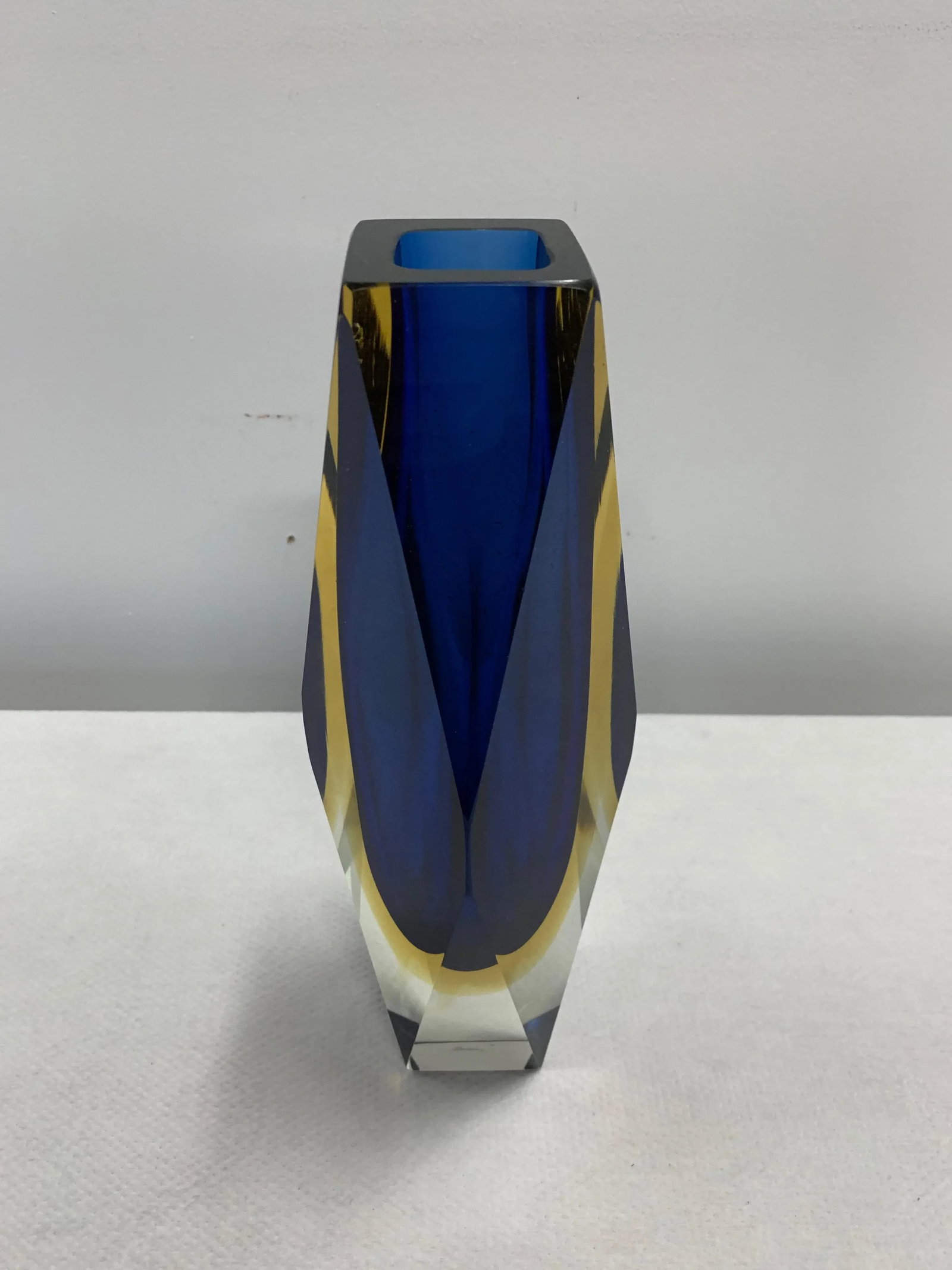 Mid-Century Murano Sommerso Multi-colored Faceted Vase - 5