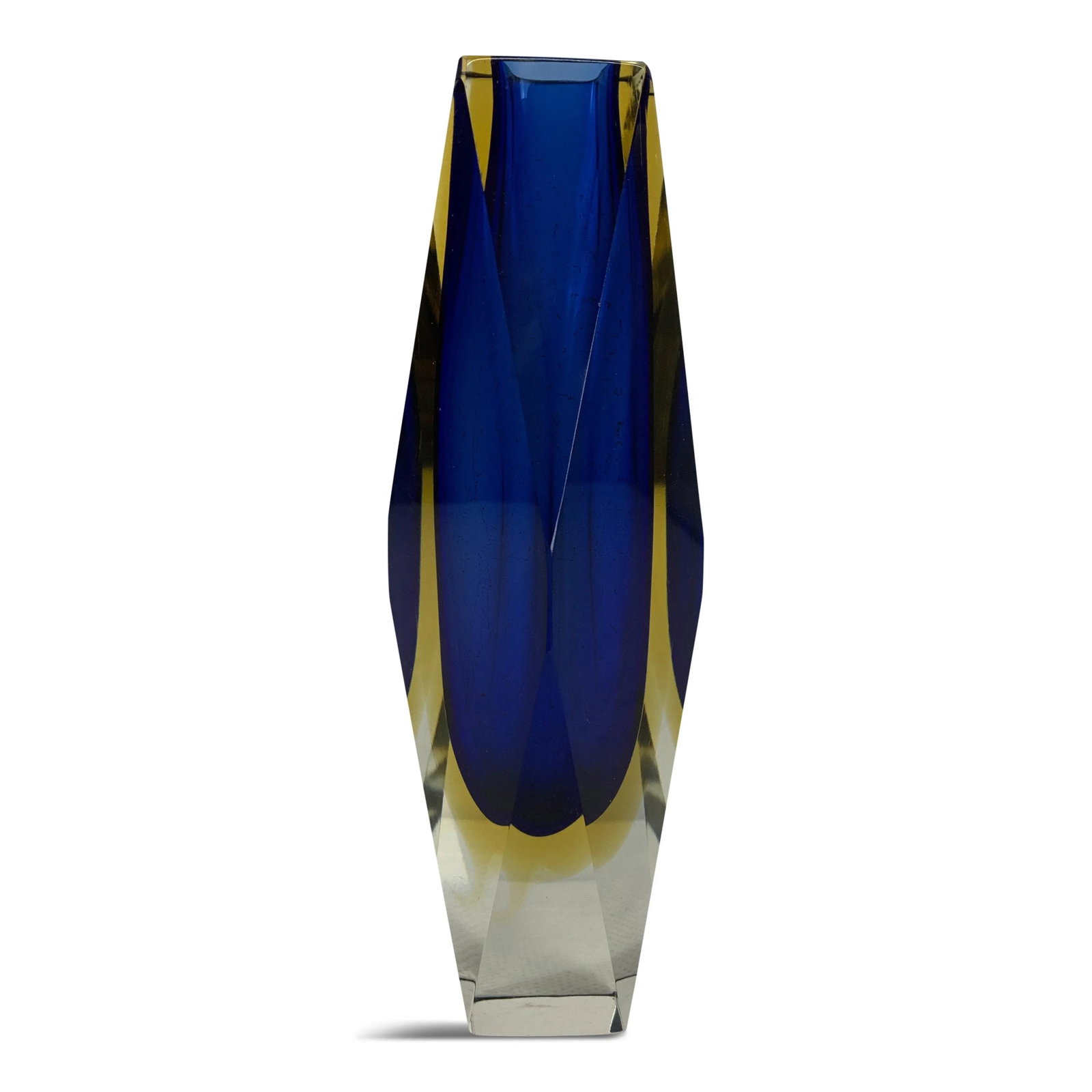 Mid-Century Murano Sommerso Multi-colored Faceted Vase - 8
