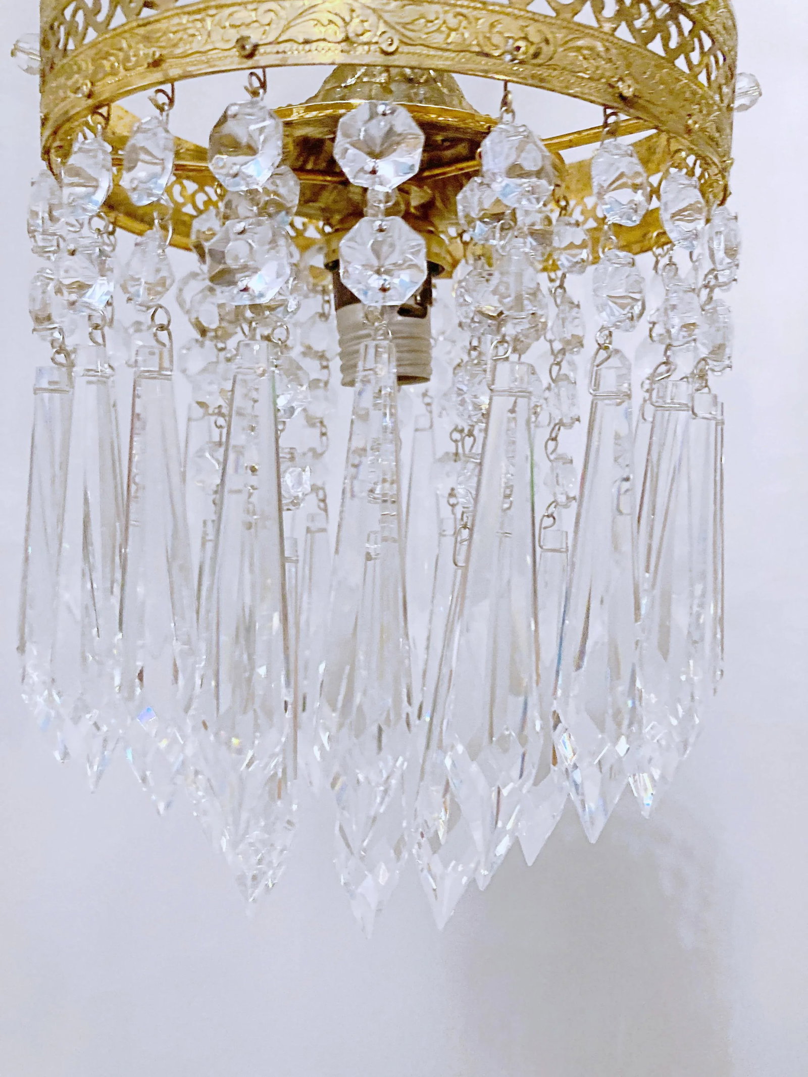 1960s Italian Brass Upside Down Layered Chandelier - 3