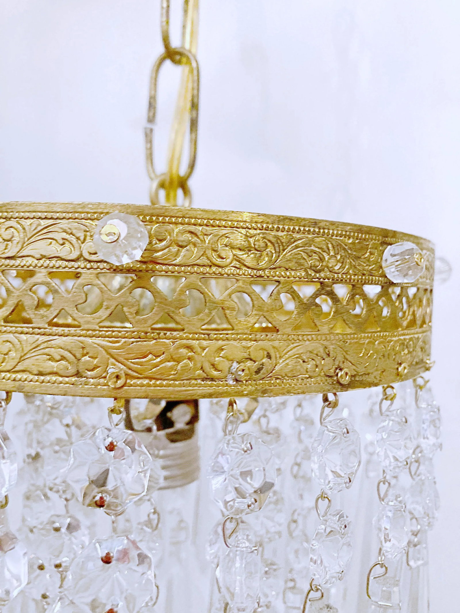 1960s Italian Brass Upside Down Layered Chandelier - 4