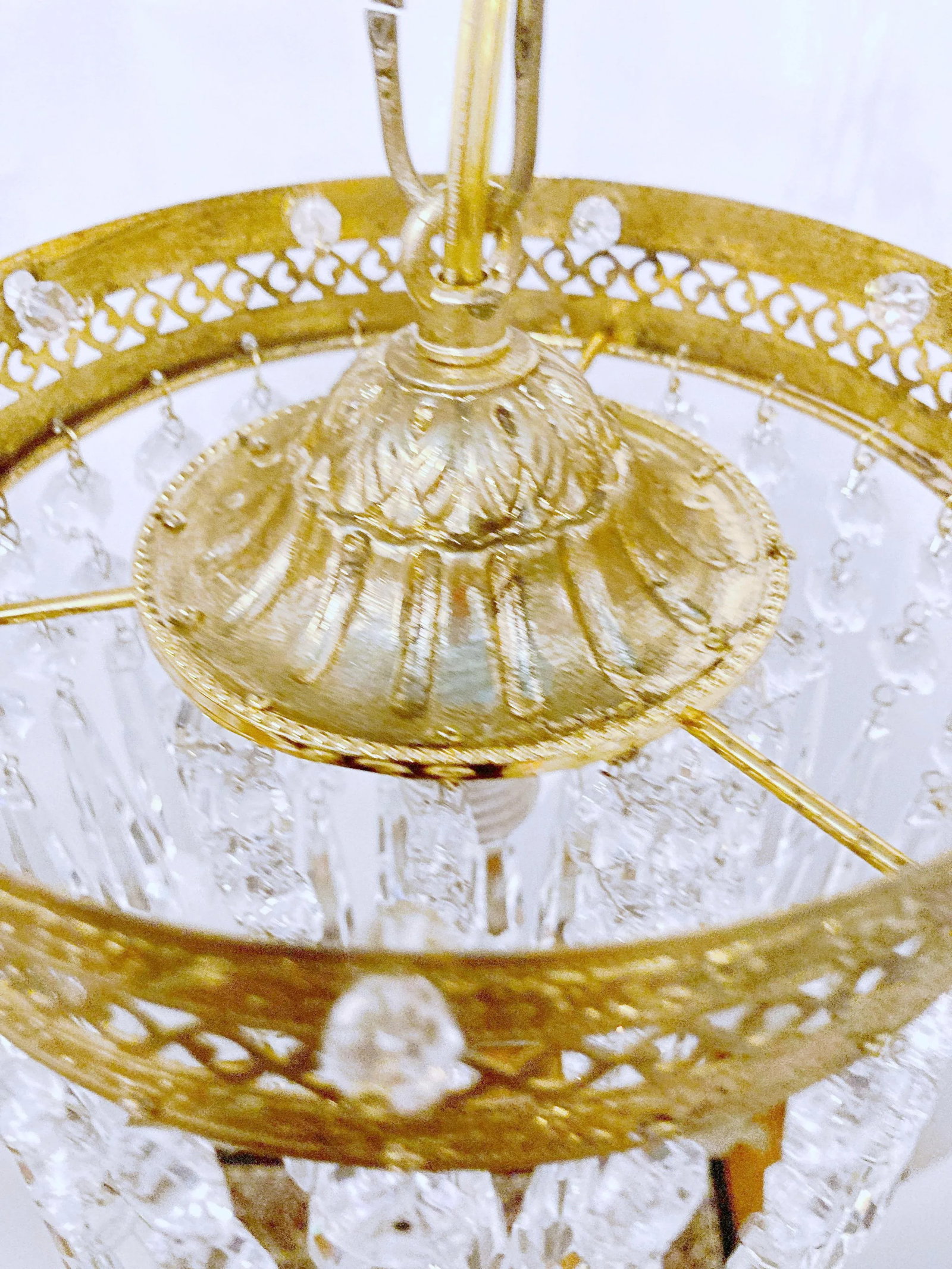 1960s Italian Brass Upside Down Layered Chandelier - 5
