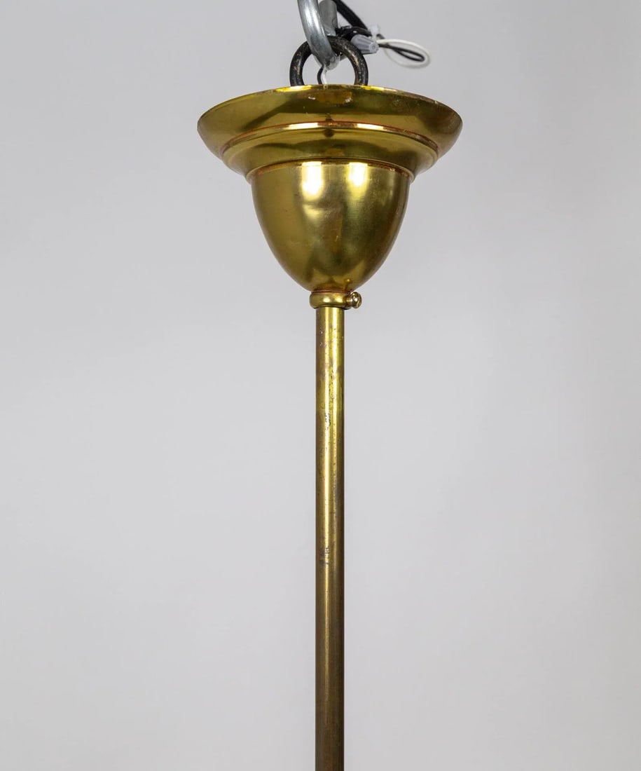 Late 19th Century Victorian J-Style Ceiling Light Fixture With Etched Glass Shade - 8