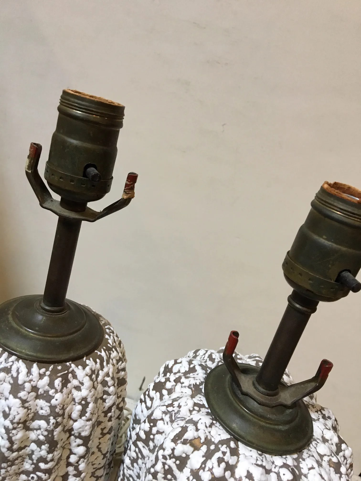 Mid Century Modern Textured Pottery Table Lamps - A Pair - 2