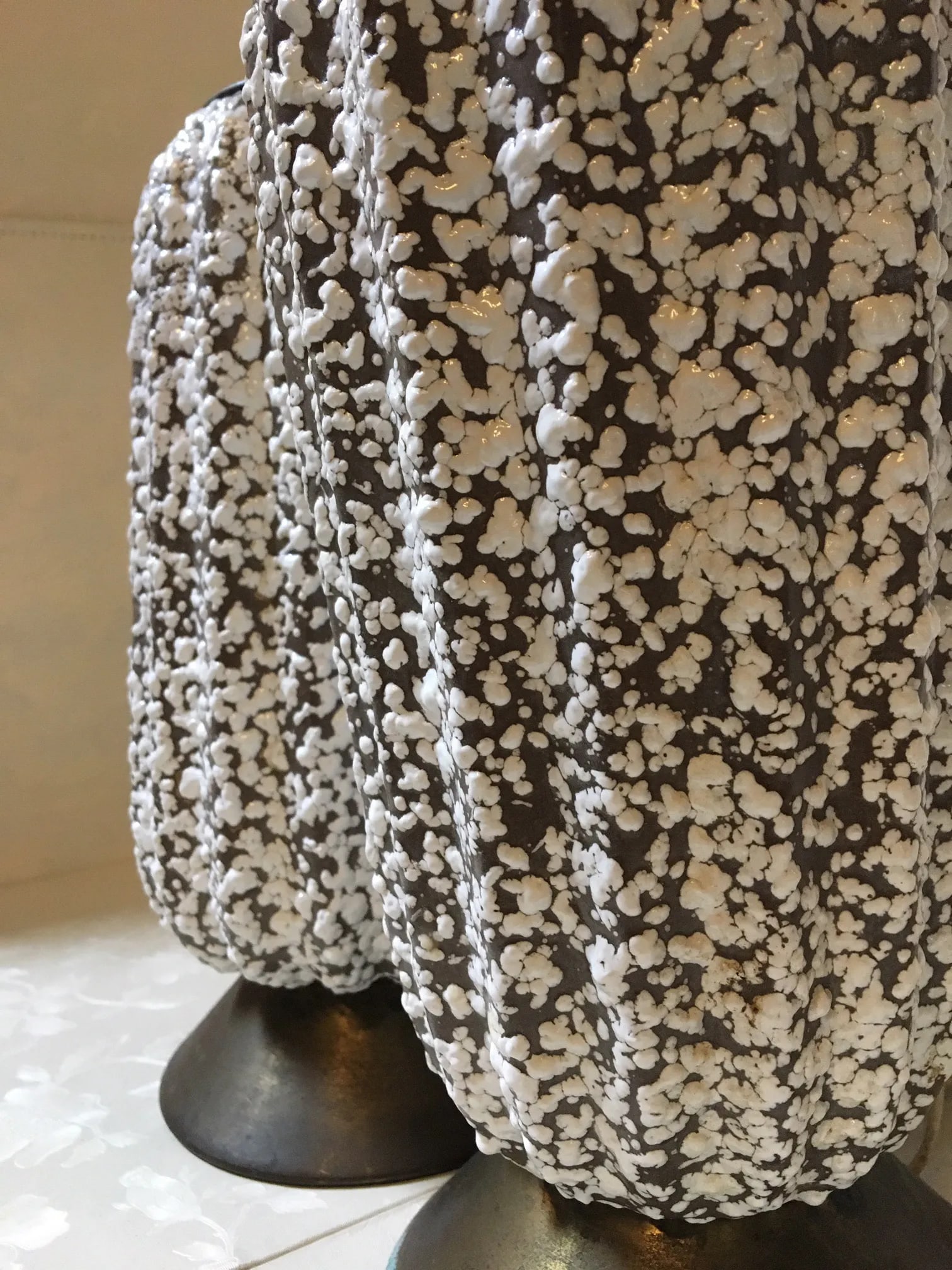 Mid Century Modern Textured Pottery Table Lamps - A Pair - 6
