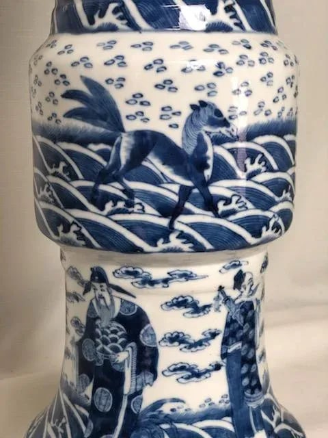 Late 19th Century Chinese Blue & White Porcelain Lamp - 5