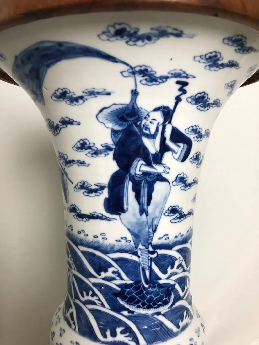 Late 19th Century Chinese Blue & White Porcelain Lamp - 8