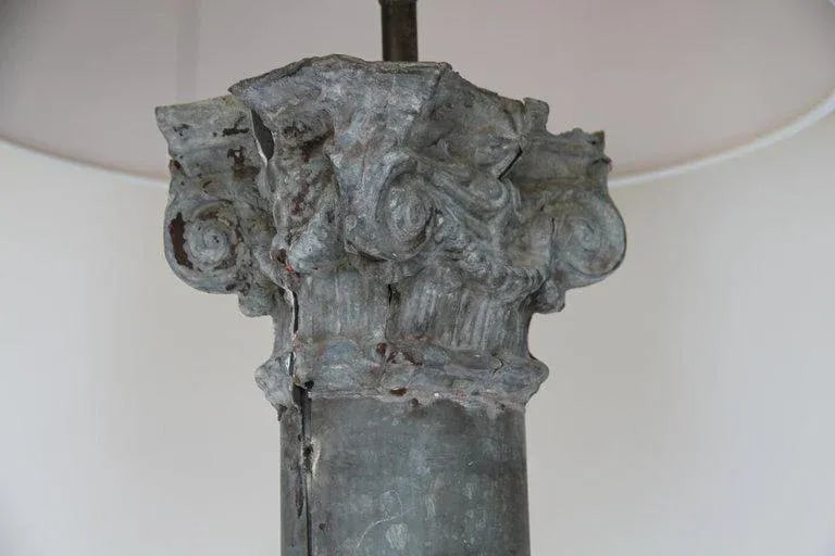Mid 20th Century Zinc Column Mold Re-Purposed Floor Lamp - 3