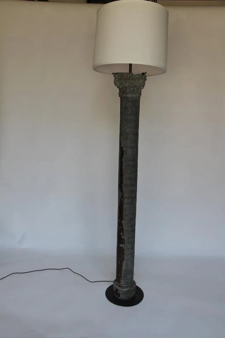 Mid 20th Century Zinc Column Mold Re-Purposed Floor Lamp - 9