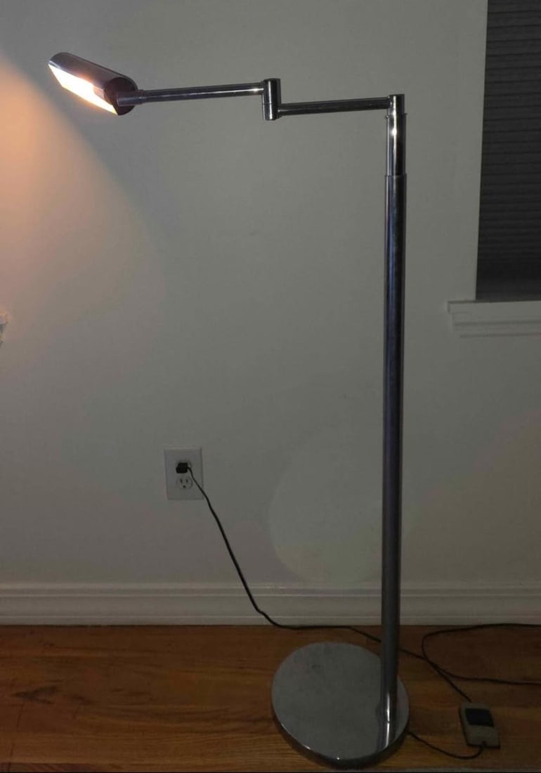 1970s Bauhaus Koch & Lowy Chrome Pharmacy Adjustable Floor Lamp - 5