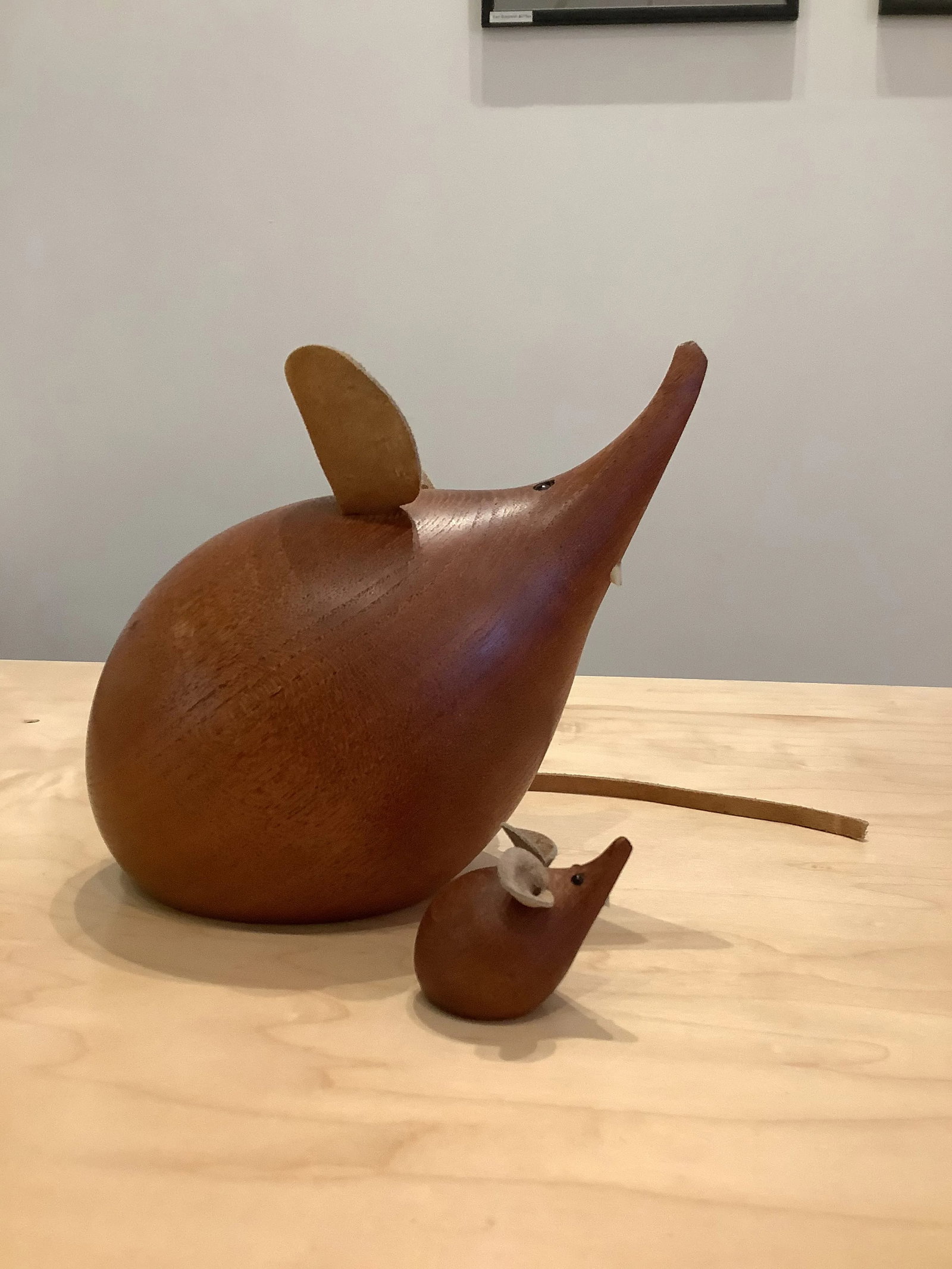 Pair of Teak Mice | H & F Denmark | Scandinavian Modern Collectible - 5